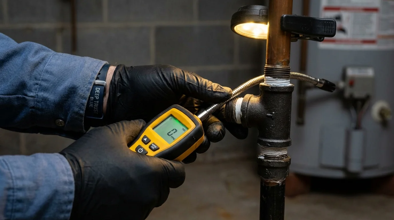 Gas leak detection with electronic sniffer by Johns Plumbing LLC in Larkspur