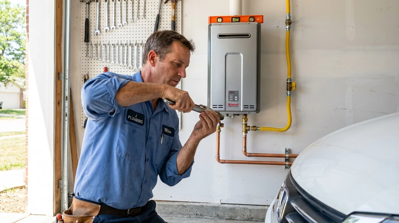 Tankless water heater installation by a Johns Plumbing LLC plumber in Larkspur